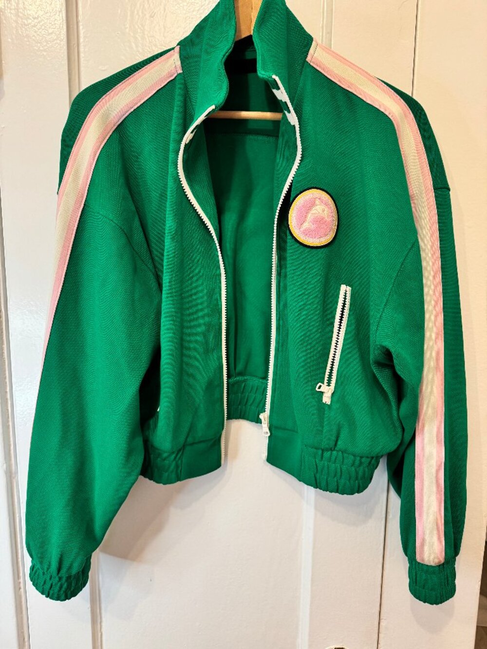 Esprit Green Cropped Bomber Jacket “68” - Size S